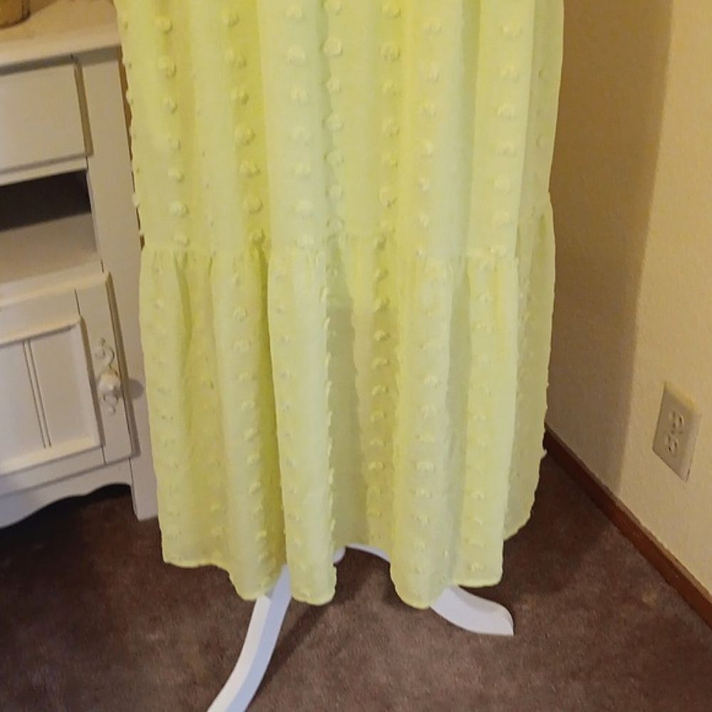 SO Highliter Yellow PUFF Ball Sheer Dress. Soft Girl, Cottagecore,  Whimsy - Picture 4 of 13